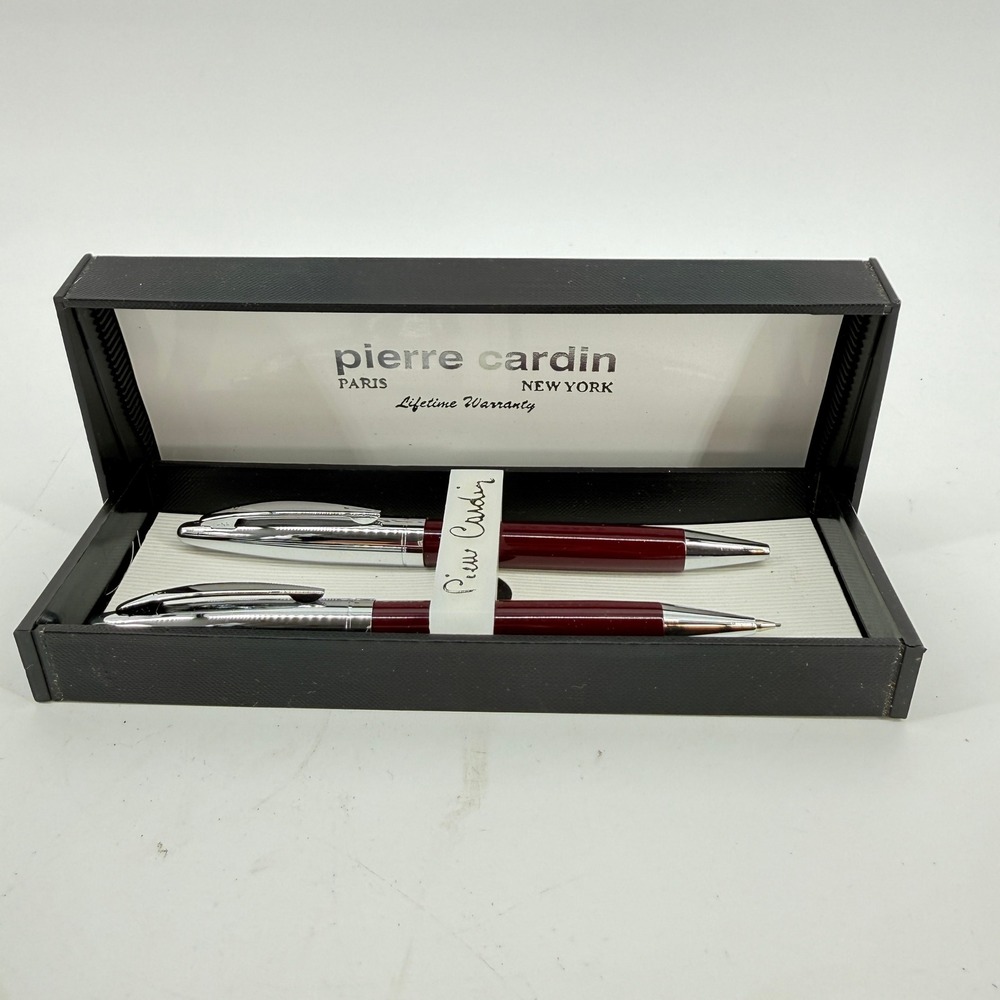 Pierre Cardin Pen and Pencil Set Unisex OS Burgundy Chrome Writing Gift Set